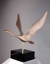 Geese in Flight Silver Nitrate/ Bronze Marble Base Bird