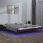 LED Bed Frame Honey Brown 120x200 cm Solid Wood