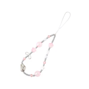 Creative Heart Pearl Bow Mobile Phone Strap Beads Lanyard Keychain Bag Pendant - Picture 1 of 13