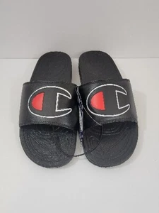 Champion IPO Big C Logo Mega Slide Sandalen schwarz/weiß/scharlachrot Jungen Größe 7 - Bild 1 von 7