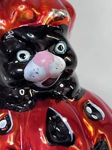 Black Cat Pumpkin Glass Halloween Ornament Puss N Boo? Unmarked - Picture 1 of 6