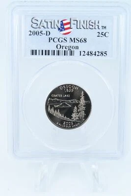 2005-D PCGS SP68 Oregon Satin Finish State Quarter 25C - Image 1 of 2