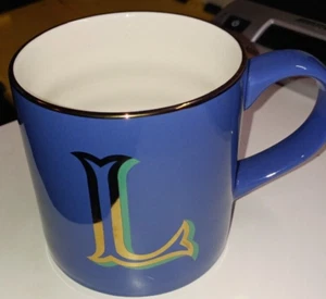 Initial "L" Coffee mug cup OPALHOUSE blue Monogram - Picture 1 of 4