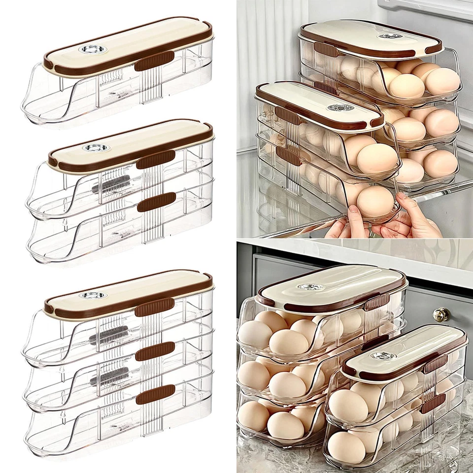 Eierhalter für Kühlschrank Eierspender Auto Rollen Platzsparend Klar Automatisch - Bild 1 von 1