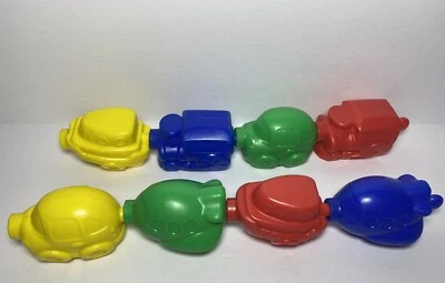 Fisher Price Snap-Lock Bead Set of 8 Vehicles Trains Cars Planes Mattel 2006 - Imagem 1 de 4