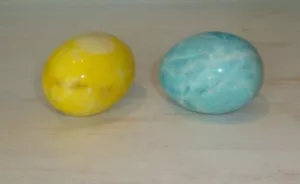 Pair of Granite Marble Easter Eggs - Blue & Yellow - Picture 1 of 5