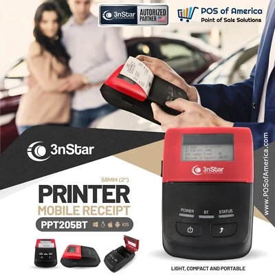 3nStar 58mm (2") Mobile Receipt and Label Printer Bluetooth (PPT205BT) Android - Image 1 of 4