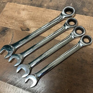 14mm, 15mm, 16mm, & 18mm 12pt Ratchet Wrench Combination Polished Bulltools Set - Picture 1 of 6