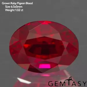 Cut stone - Ruby Pigeon blood Czochralski (Pulled) lab grown 6.5x5mm 1.02ct - Picture 1 of 4
