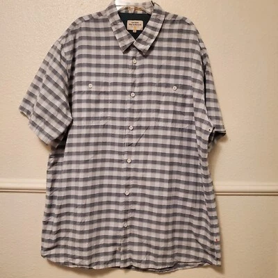 Quicksilver Waterman Collection Shirt Mens 2XL White Gray Plaid Vented W/ Pocket - Image 1 of 4