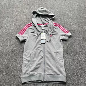 Adidas Jacket Small Gray Full Zip Hooded Cropped Suit Performance Track Ladies - Picture 1 of 10