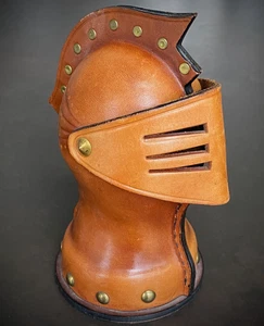 VINTAGE - Konoike Seisakusho LEATHER Medieval Knight Helmet Sculpture, Stash Box - Picture 1 of 18