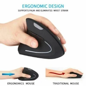 Ergonomic Mouse Vertical Wireless Left Hand USB Optical Mouse Gamer Mause For PC - Picture 1 of 11