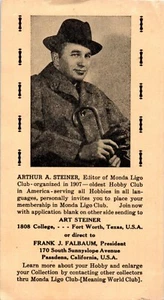 Monda Lino Hobby Club Membership Application Card with Arthur Steiner Founder - Picture 1 of 2