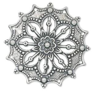 Focal, 10 Antiqued Silver Plated Brass 34x34mm Filigree Flower Connectors - Picture 1 of 2