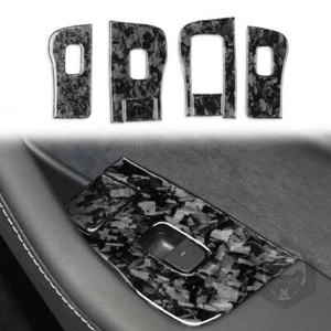 Forged Carbon Fiber Window Lift Switch Panel Trim for Tesla Model 3/Y - Foto 1 di 6