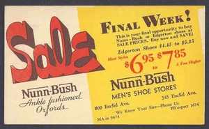1939 NUNN-BUSH FAMOUS MENS SHOE STORE CLEVELAND OH - Picture 1 of 1