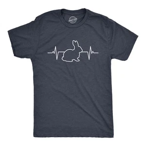 Mens Rabbit Heart Beat T Shirt Funny Cool Easter Bunny Pulse Monitor Tee For - Picture 1 of 7