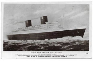CUNARD WHITE STAR LINER QUEEN ELIZABETH UNUSED B&W POSTCARD REF 6267 - Picture 1 of 2