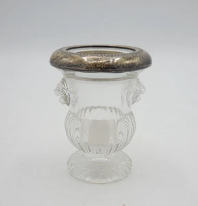 Vintage FB Rogers Silver Co Glass Toothpick Matchstick Holder with 2 Lion Heads - Picture 1 of 5