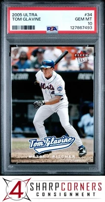 2005 ULTRA #34 TOM GLAVINE METS HOF POP 6 PSA 10 - Image 1 of 3