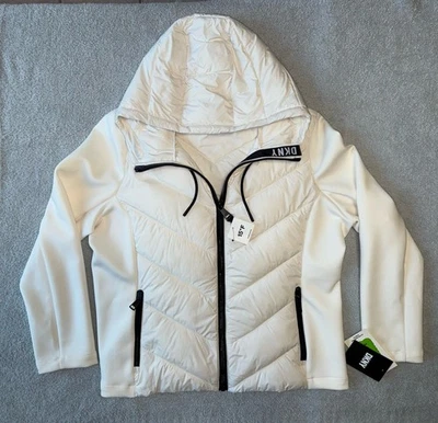 NWT DKNY Women's Hooded Scuba Puffer Coat Jacket White Size XXL - Image 1 of 4
