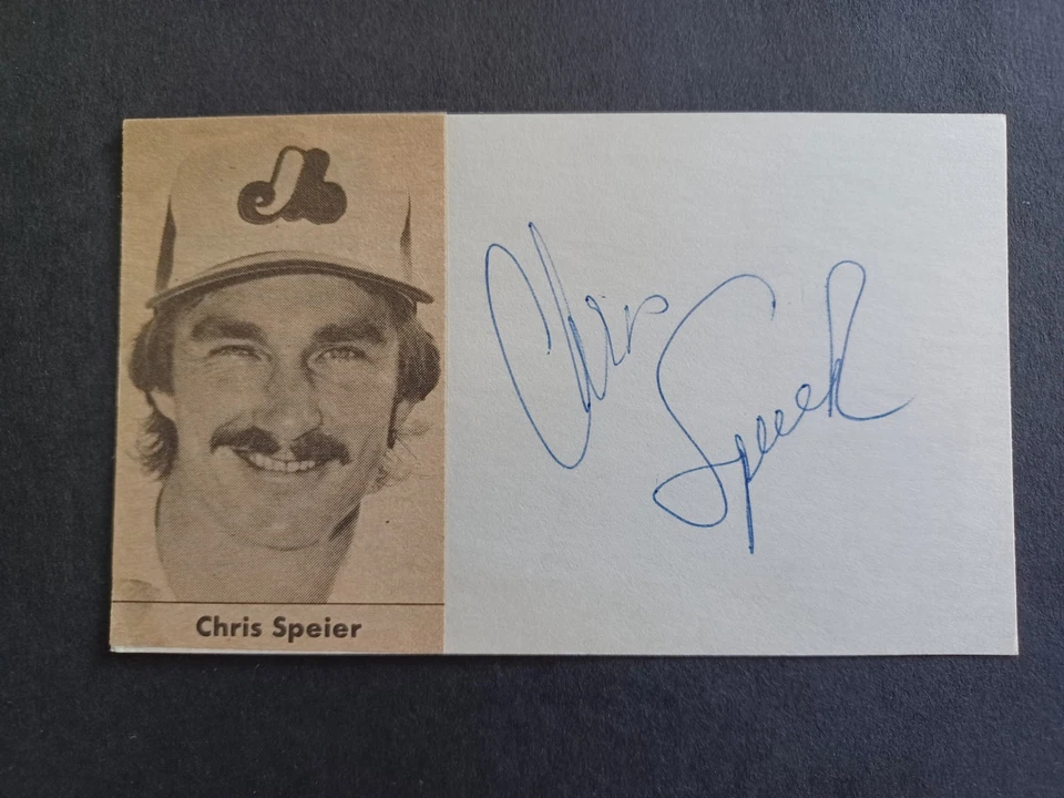 Tarjeta índice firmada por Chris Speier - Exposiciones, Gigantes, Cardenales, Mellizos, Cachorros Foto 1 de 1
