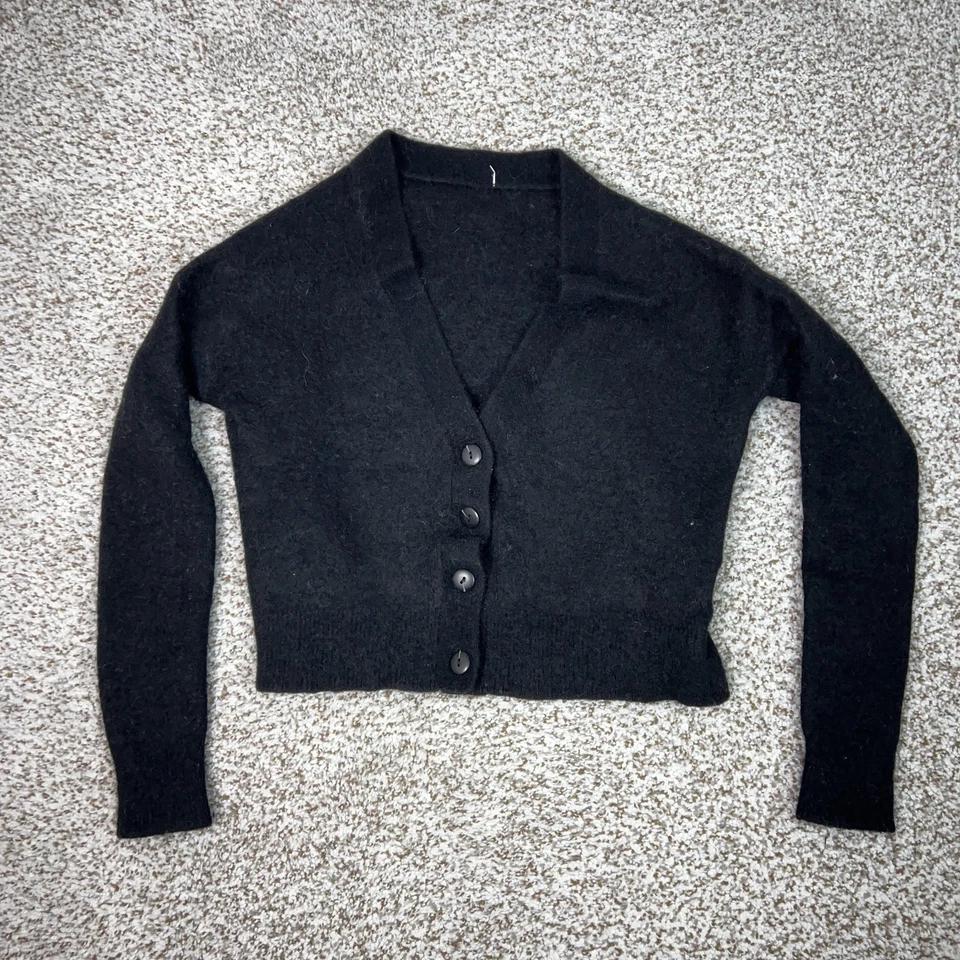 Suéter Lululemon Mujer XS Negro Mezcla Lana Alpaca Botón Cárdigan Recortado Foto 1 de 4