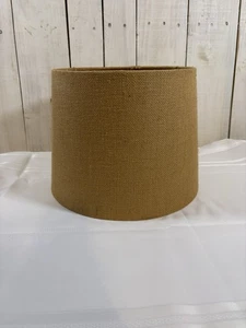 Vintage MCM Burlap Drum Lamp Shade 10 in Tall 11” Barrel - Picture 1 of 6