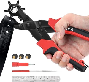 Revolving Punch Plier Kit, Leather Hole Punch Set for Belts, Watch Bands, Strap - Picture 1 of 12