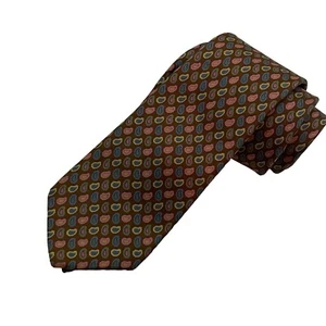 Oscar de la Renta Couture Necktie Brown Blue Mauve Paisley Print - Picture 1 of 4