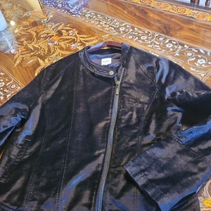 Kensie Black Velvet Bomber Jacket XL - Picture 1 of 5
