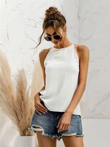 Solid Color Halter Top,M - Picture 1 of 2