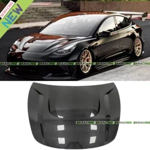 For 2017-2022 Tesla Model 3 Carbon Fiber Front Engine Hoods Panels Cover Bonnet - Picture 1 of 12