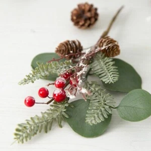 Pine Cones Berry Spray Christmas Glitter Leaves for Christmas Tree Party Decors - Picture 1 of 3