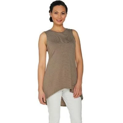 Camiseta sin mangas LOGO Layers de Lori Goldstein talla M vintage de tejido a rayas de olmo con dobladillo alto-bajo Foto 1 de 3