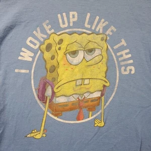 SpongeBob SquarePants Shirt Youth Large Blue Graphic Tee Nickelodeon Toons - Picture 1 of 8