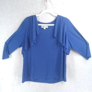 Simonton Says Damen Top XL Navy 3/4 Arm Elasthan Stretch Rüschen Susan Graver - Bild 1 von 13