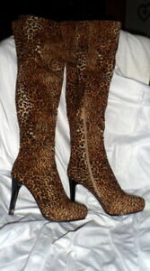 Women's Monroe & Main Leopard Knee High Boots Size 8.5 - NWOT