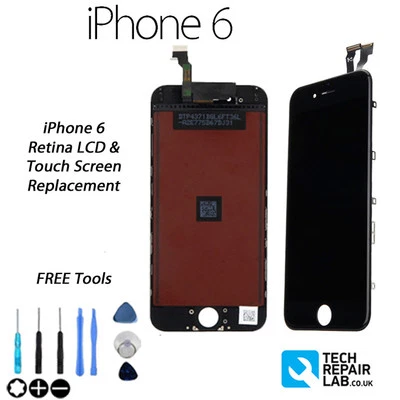 iPhone 6 Replacement Retina LCD & Digitiser Touch Screen Assembly - BLACK - Image 1 of 4