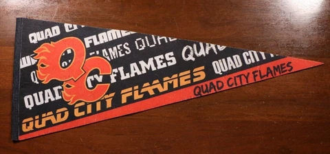 Vintage Quad City Flames Pennant AHL Minor League Hockey Moline Illinois Cover