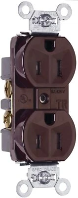 LEGRAND Commercial Grade 15-Amp Duplex Receptacle Outlet - Brown - TR5262-CC12 - Image 1 of 2