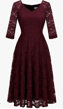 NWT DRESSYSTAR SIZE 2XL FORMAL TEA LENGHT BRIDESMAID DRESS IN BURGUNDY LACE