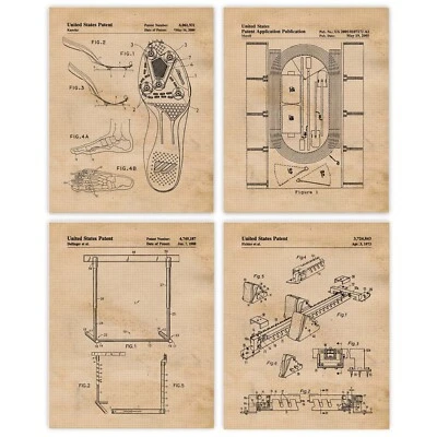Classic Track Field Patent Prints, 4 (8x10) Art Decor Home Work Office School - Image 1 of 4