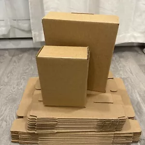 20 TAPE FREE Med & Small Cardboard Corrugated Shipping Boxes (12x10x3, 9x6x3) - Picture 1 of 7