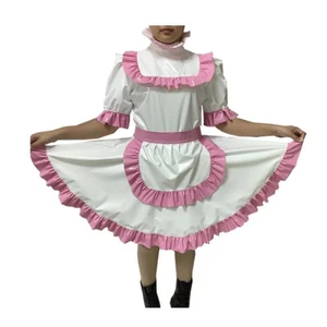 Latex Rubber Weiß Maid Kleid Cosplay Dress Garment Apron Rock S-XXL - Bild 1 von 3