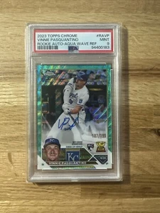 Vinnie Pasquantino Aqua Wave /199 Auto 2023 Topps Chrome (RC) Royals PSA 9 - Picture 1 of 4