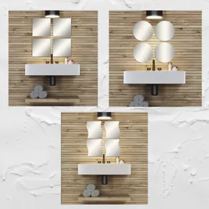 Espejos grandes decorativos de pared autoadhesivos traseros azulejos en forma de vidrio - conjunto de 4 - Imagen 1 de 18