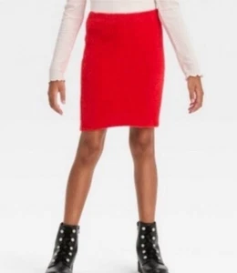 Art Class Girls' Ribbed & Fuzzy Super Soft Sweater Pencil Red Skirt Size S 6/7 - Picture 1 of 8