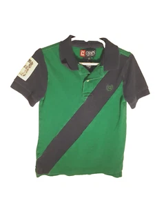 CHAPS Est 1978  Boys Short Sleeve Shirt Sz 4T Collar green/navy pullover logo #8 - Picture 1 of 4